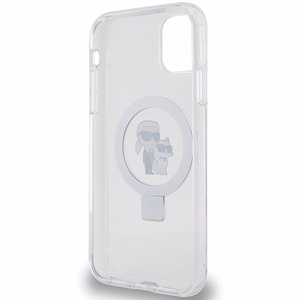 Karl Lagerfeld KLHMN61HMRSKCH iPhone 11 / Xr 6.1 valkoinen/valkoinen kovakuori Ring Stand Karl&Choupette MagSafe
