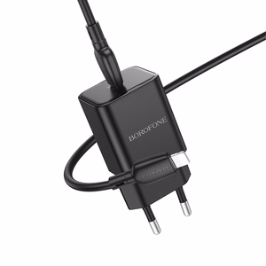 Borofone Wall charger BN13 Safety GaN - Type C - PD 30W with Type C to Lightning cable black