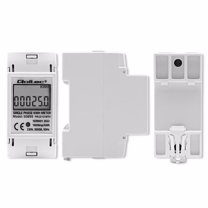 Qoltec 50899 – yksivaiheinen sähköinen energiamittari, 230 V, LCD, 2P, DIN-kisko