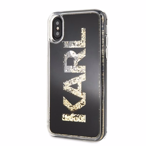 Karl Lagerfeld Karl Logo Glitter iPhone X/Xs kotelo - Musta