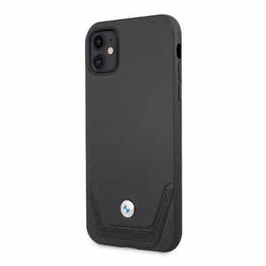 BMW nahkainen rei'itetty kotelo iPhone 11 / Xr - musta
