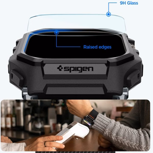 Spigen Lite Fit Pro -ranneke ja panssarilasinen näytönsuoja Apple Watch Ultra 49 mm -mallille, mustat