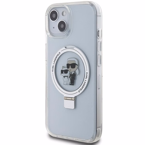 Karl Lagerfeld KLHMP15SHMRSKCH iPhone 15 / 14 / 13 6.1 valkoinen/valkoinen kovakuori Ring Stand Karl&Choupette MagSafe