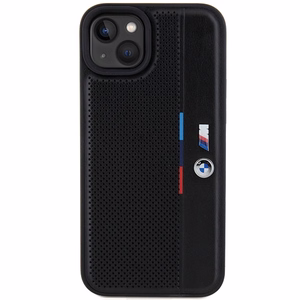 BMW Perforated Tricolor Line Suojakuori iPhone 15 Plus / 14 Plus:lle - musta