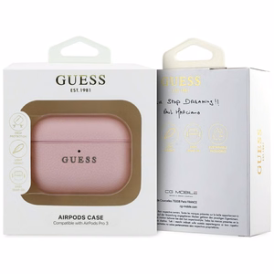 Guess Grained Classic Logo Suojakuori AirPods Pro 3:lle - vaaleanpunainen