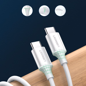 Ugreen US264 60518 USB-C / USB-C PD QC AFC -kaapeli 1m - valkoinen