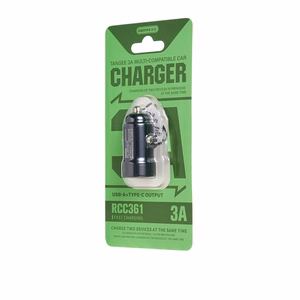 Remax auton laturi RCC361 15W USB-C/USB-A musta