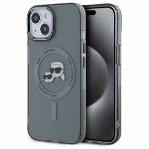 Karl Lagerfeld KLHMP15SHLSKCK iPhone 15 6.1" musta/musta kovakuori IML Metal Karl&Choupette Head MagSafe