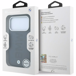 BMW Sign Centered Deboss MagSafe suojakuori mallille iPhone 17 Pro / 18 Pro – harmaa