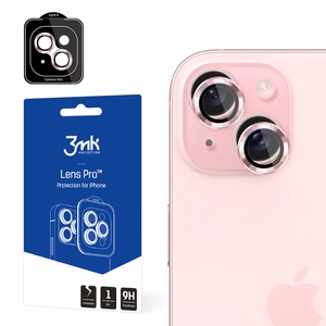 3mk Lens Protection Pro vaaleanpunainen kameran suoja iPhone 15:lle