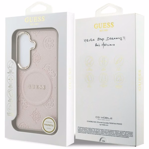 Guess Suojakuori Saffiano Peony Embossed Ring MagSafe Samsung Galaxy S26:lle vaaleanpunainen