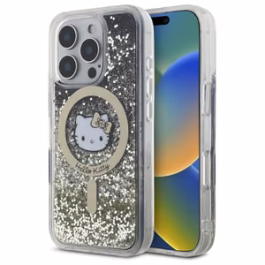 Hello Kitty Liquid Glitter Fever MagSafe Suojakuori iPhone 16 Pro Max:lle - kultainen