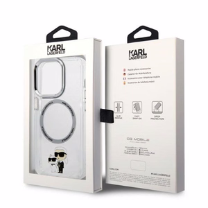 Karl Lagerfeld Iconic Karl&Choupette MagSafe suojakuori iPhone 14 Pro:lle - läpinäkyvä