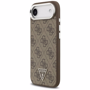 Guess MagSafe 4G PU Nahkainen Suojakuori Triangle Logo ja hopeinen metallikamerakehys iPhone 17 Airille - ruskea