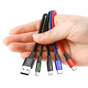 Baseus 4in1 USB-kaapeli Lightning / 2x USB Type C / micro USB nailonpunoksella 3.5A 1,2 m musta (CA1T4-B01)