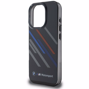BMW Motosport IML Random Stripes Suojakuori iPhone 16 Pro Max:lle - musta