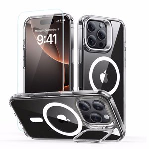 ESR Classic Hybrid Kickstand Halolock MagSafe Suojakuori-setti jalustan kanssa + Karkaistu lasi iPhone 16 Pro:lle - kirkas