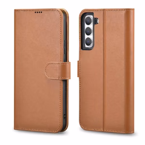 iCarer Haitang Nahka Lompakko Kotelo Nahka Kotelo Samsung Galaxy S22 + (S22 Plus) Lompakko Kotelo Kansi Ruskea (AKSM05BN)