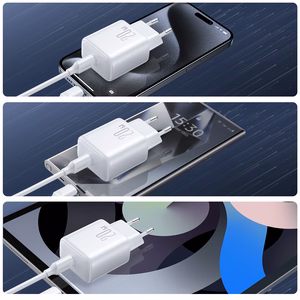 Joyroom JR-TCF20 USB-C PD 20W network charger - white + USB-C / Lightning cable 1m