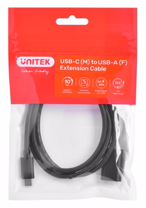 Kaapelisovittimen Unitek (C476BK-1M) USB-C (M) - USB-A (F) 10Gbps 60 W