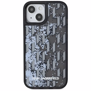 Karl Lagerfeld Liquide Glitter Monogram Gradient Suojakuori iPhone 15:lle - musta