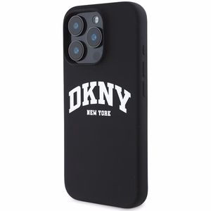 DKNY Silikoninen Valkoinen Painettu Logo MagSafe iPhone 16 Pro:lle Suojakuori - Musta