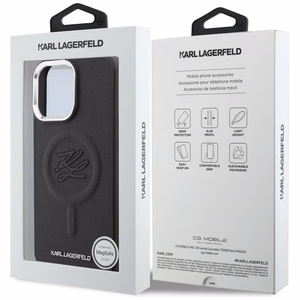 Karl Lagerfeld kohokuvioitu rengasinitiaalit MagSafe suojakuori Samsung Galaxy S26 - musta