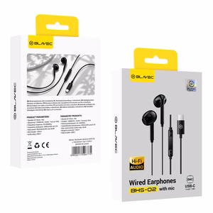 Blavec BHS-02 USB-C -nappikuulokkeet mikrofonilla ja DAC-muuntimella (BHS02-B), mustat