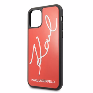Karl Lagerfeld Signature Glitter Case iPhone 11 Pro:lle - punainen