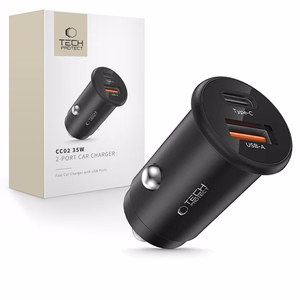 Tech-Protect CC02 35W Autolaturi 2-porttinen USB-C / USB-A - musta