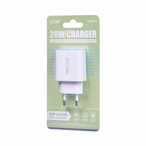 Remax Kiddy Series 20W Seinälaturi RP-U120 USB/USB-C valkoinen