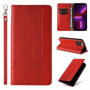 Magneetti hihna Kotelo iPhone 14 Pro Kotelo Flip lompakko Mini Lanyard jalusta Punainen