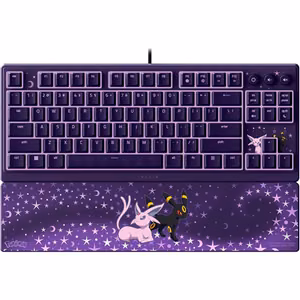 Langallinen Razer Ornata V3 Tenkeyless -pelinäppäimistö, US-asettelu, Razer Mecha-Membrane -kytkimet, rannetuki, Pokémon Espeon/Umbreon Edition