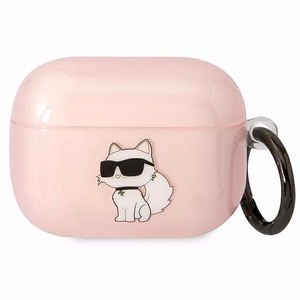 Karl Lagerfeld KLAPHNCHTCP vaaleanpunainen suojus AirPods Pro:lle Ikonik Choupette