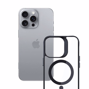 3mk Satin Armor MagCase MagSafe-tuella iPhone 16 Pro Max:lle - Läpinäkyvä mustalla kehyksellä
