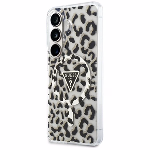 Guess Suojakuori IML Leopard Print Triangle MagSafe Samsung Galaxy S26 -puhelimelle musta
