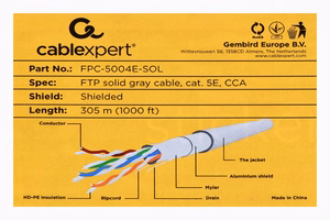Gembird Cat5e 305 m verkkokaapeli, harmaa