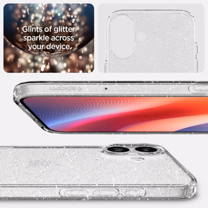 Spigen Liquid Crystal suojakuori laitteelle iPhone 16 6.1", läpinäkyvä glitter