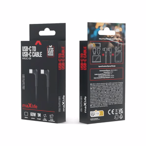 Maxlife MXUC-09 kulmakaapeli USB-C - USB-C 1,0 m 60W musta