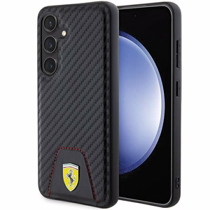 Ferrari Carbon Stitched Bottom suojakuori Samsung Galaxy S24:lle - musta