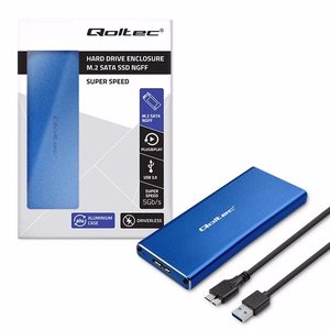 Qoltec 51832 M.2 SSD Kotelo SATA NGFF USB 3.0 5Gb/s 2TB Sininen