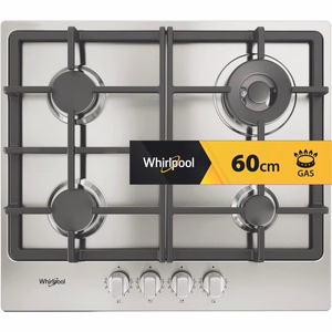Whirlpool TGML 661 IX R -integroitava ruostumattomasta teräksestä valmistettu kaasukeittotaso, 58 cm, 4 keittoaluetta