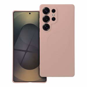 Silikoninen Mag Cover Samsung S25 ULTRA:lle yhteensopiva MagSafen kanssa vaaleanpunainen