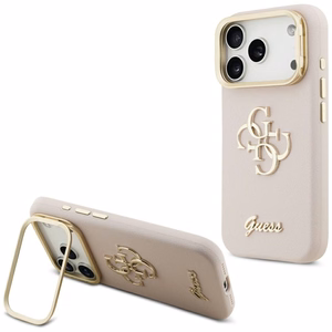 GUESS Grained Big 4G & Stand Camera -suojakuori iPhone 17 Pro - pinkki