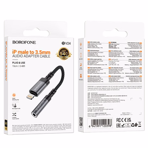 Borofone Adapter BV24 Graceful - Lightning to jack 3,5mm - grey