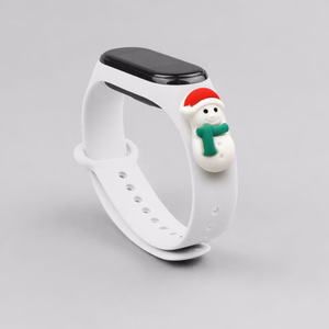 Hihna Xmas Xiaomi Mi Band 3 / 4 joulu Silikoni hihna rannekoru lumiukko - valkoinen