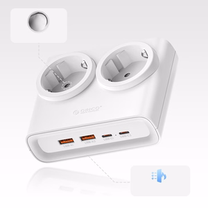 Orico PDC25 25W 6in1 jatkojohto 2x AC + 2x USB-A + 2x USB-C - valkoinen