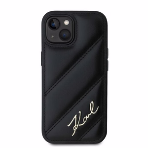Karl Lagerfeld Diagonal Quilted Script Suojakuori iPhone 14 / 15 / 13:lle - musta