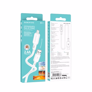 Borofone Cable BX94 Crystal color - USB to Micro USB - 2,4A 1 metre white