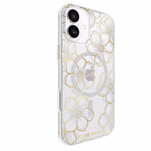 Case-Mate Floral Gems MagSafe suojakuori iPhone 16 Plus -laitteelle, kullanvärinen